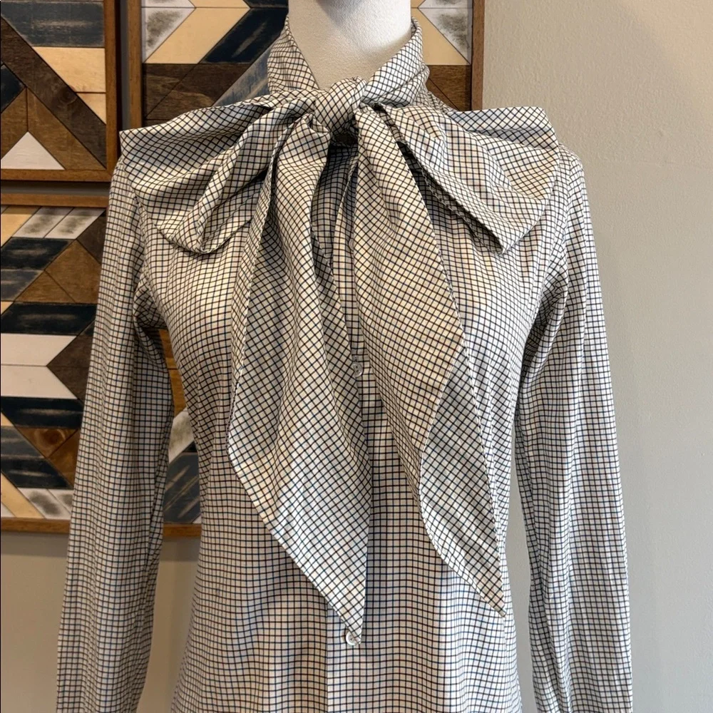 Vintage Ralph Lauren Button-Front Long Sleeve Top with Scarf size 2 Slim Fit - Picture 7 of 16